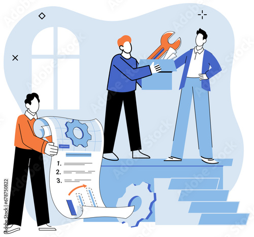 Working together. Vector illustration. Teamwork is cornerstone successful business operations Effective collaboration and cooperation among team members lead to project success Clear communication