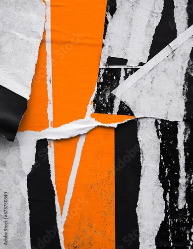 Orange, White & Black Ripped Paper Texture Background (ID: 678750840)