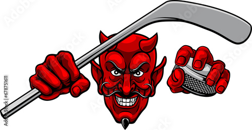 Photography Devil Satan Ice Hockey Sports Mascot Cartoon