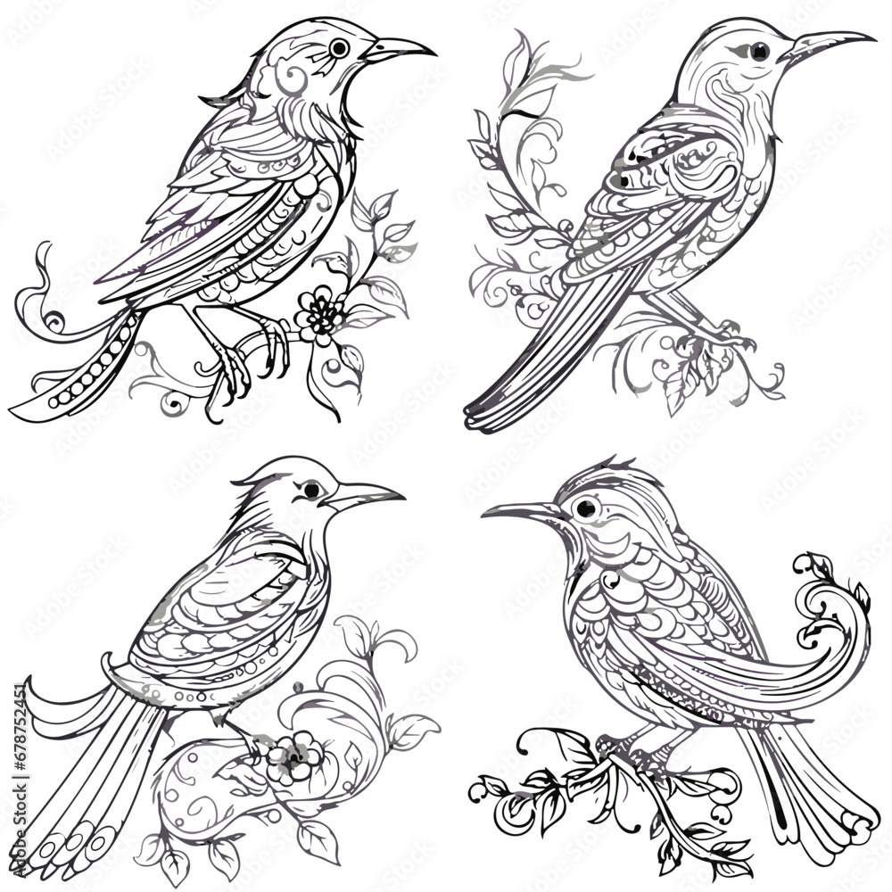 Obraz premium bird vector, bird svg, bird png, bird illustration, bird, animal, vector, nature, birds, illustration, tree, drawing, branch, design, cartoon, cute, sparrow, wing, pattern, flower, pigeon, feather, si