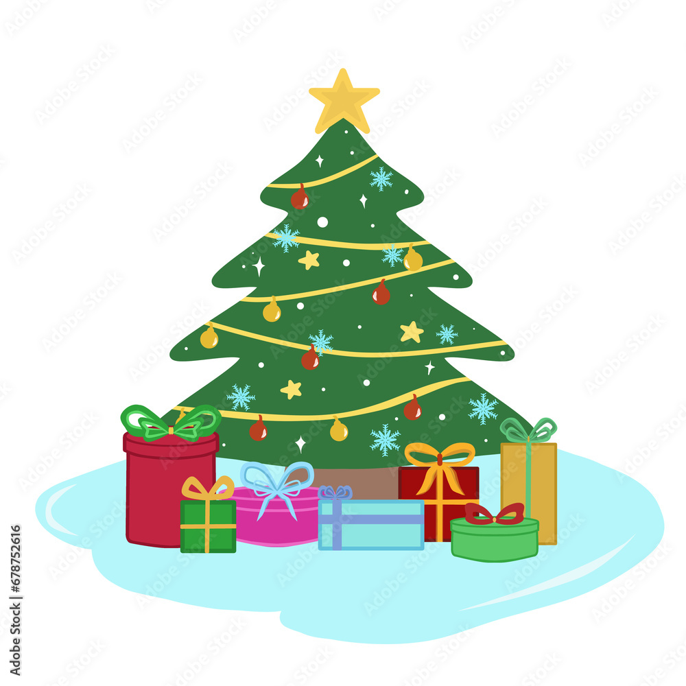 Natal tree and decoration box gift with green , gold, white, purple, pink, yellow, blue, and red colors that can be use for social media, wallpaper, sticker, t-shirt, e.t.c. Natal tree and decoration box gift with green , gold, white, purple, pink, yellow, blue, and red colors that can be use for social media, wallpaper, sticker, t-shirt, e.t.c.