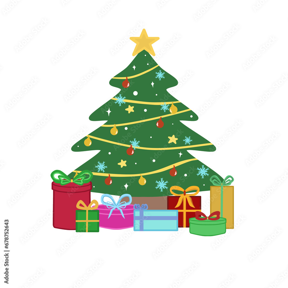 Natal tree and decoration box gift with green , gold, white, purple, pink, yellow, blue, and red colors that can be use for social media, wallpaper, sticker, t-shirt, e.t.c. Natal tree and decoration box gift with green , gold, white, purple, pink, yellow, blue, and red colors that can be use for social media, wallpaper, sticker, t-shirt, e.t.c.