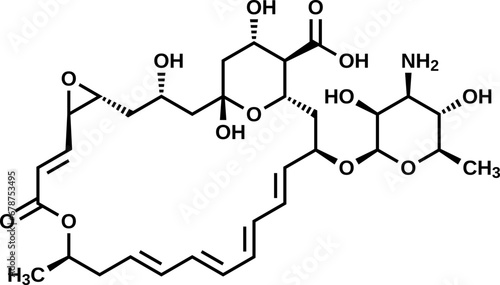 Natamycin structural formula, vector illustration