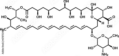 Amphotericin B structural formula, vector illustration