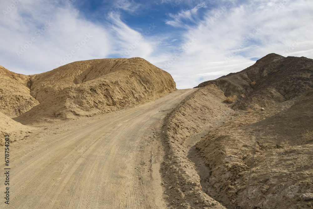 Gravel road through 20 Mule Team Canyon at Death Valley National Park, California