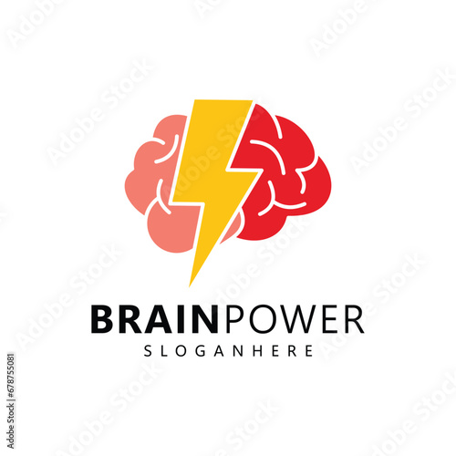 Brain and lightning logo design inspiration