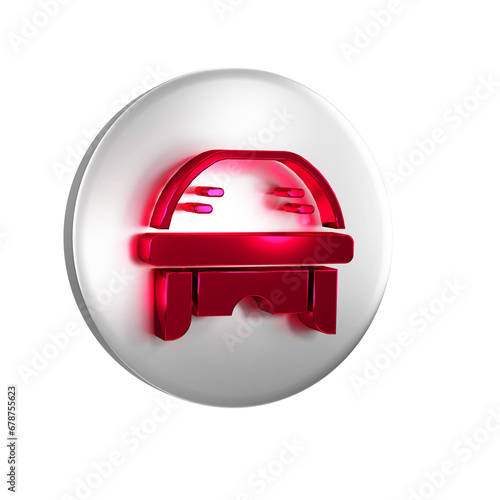 Sticker Red Hockey helmet icon isolated on transparent background