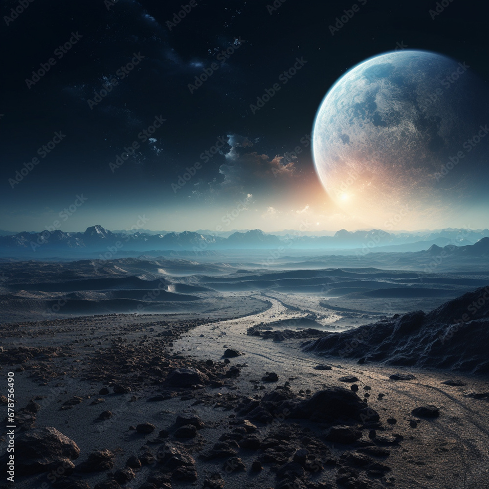 the moon over the space created with Generative Ai the moon over the space created with Generative Ai