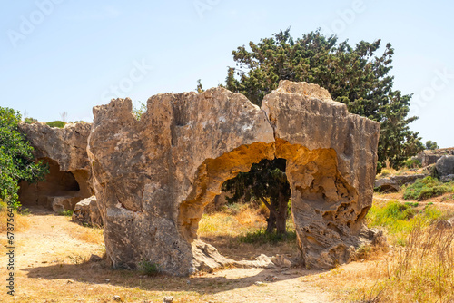 History Cyprus. Museum Paphos. Stone arch. Archaeological park. Ruins in Cyprus museum. Natural attractions. Ancient city on territory Paphos. Remains ancient city. Sights of Paphos. Cyprus travel