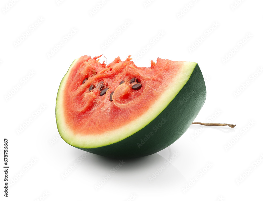 Ripe watermelon piece isolated on white background     