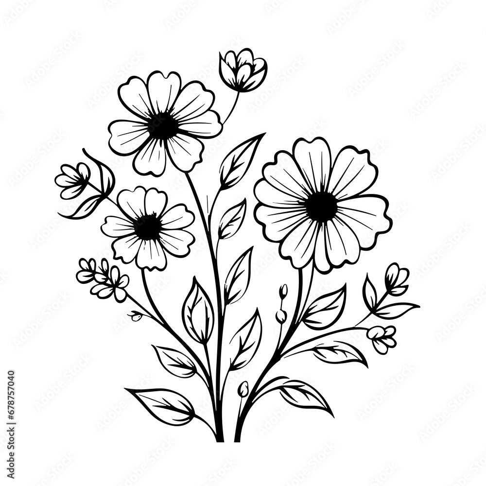 line drawing, line art png, line art prints, spring clipart, line art rose, rose clipart, floral svg, flower png, wildflower svg, flower clipart, bouquet svg, tattoo svg, line art, svg files, svg file