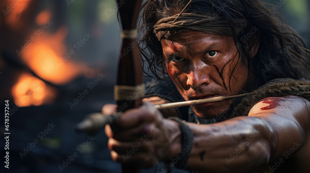 archer in the middle of a precise shot, concentration in their eyes generative ai archer in the middle of a precise shot, concentration in their eyes generative ai