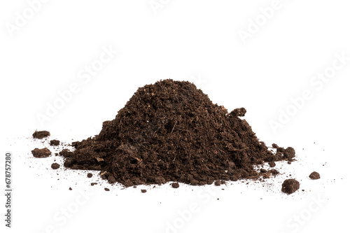Foto Mound of soil isolated on white background