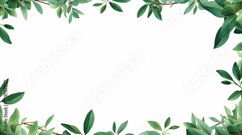 Ramos verdes de uma moldura, fundo branco