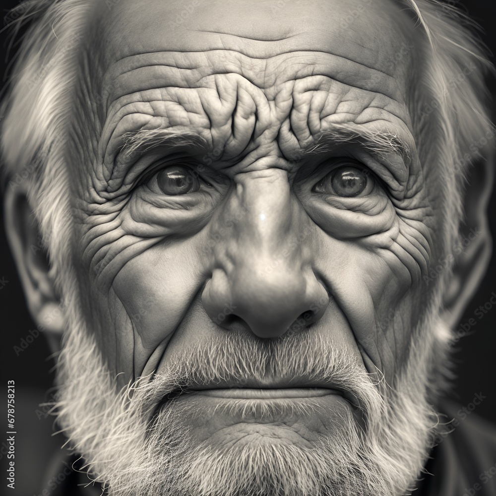 black and white portrait of an old man