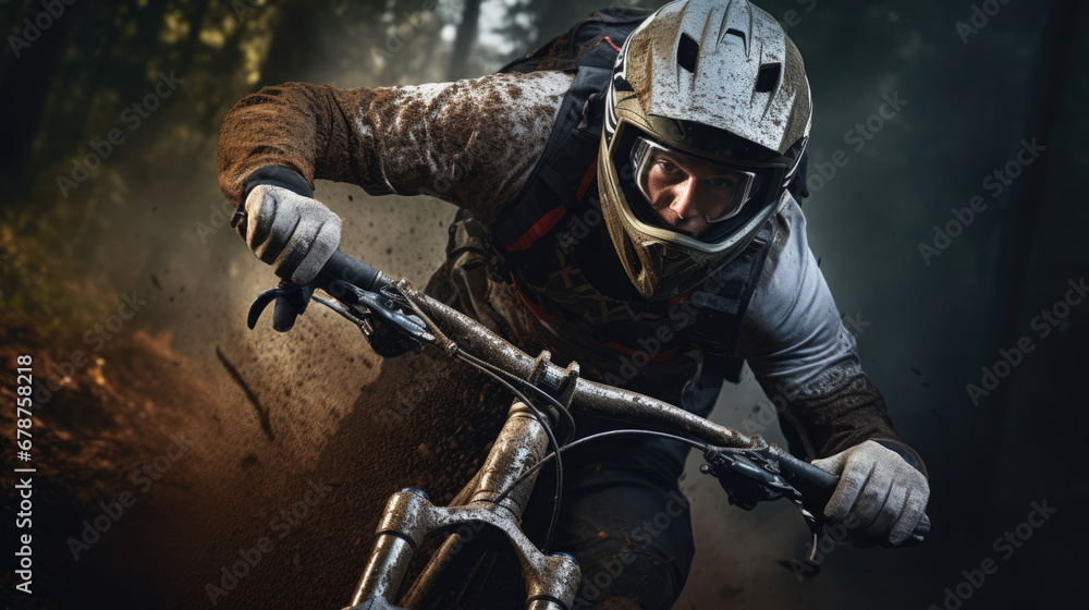 cyclist facing a challenging trail with determination generative ai cyclist facing a challenging trail with determination generative ai