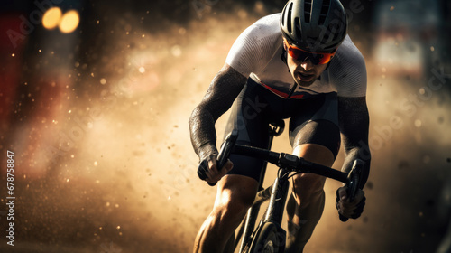 cyclist during a sprint, sweat and determination visible generative ai