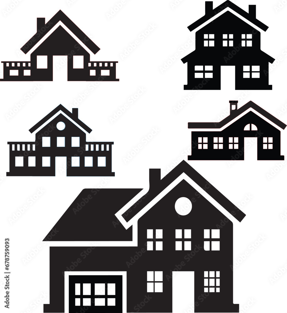 set of houses,house, home, icon, building, vector, estate, set, architecture, symbol, real, roof, illustration, window, city, urban, design, icons, property, 
