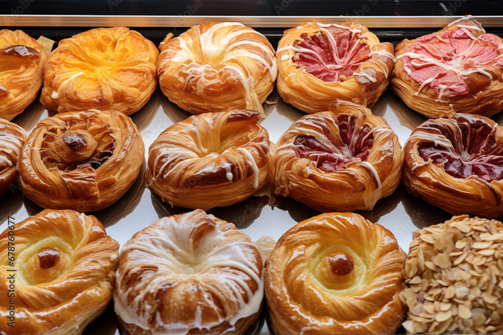 Showcase with fresh bakery. Generative AI Showcase with fresh bakery. Generative AI