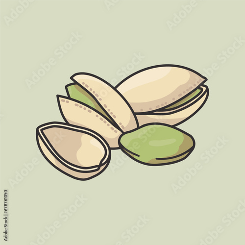 Pistachio nuts vector illustration for Pistachio Day on February 26. Healthy snack symbol. photo