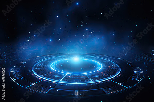 Abstract Circle and line HUD technological futuristic elements.particle data background future design.
