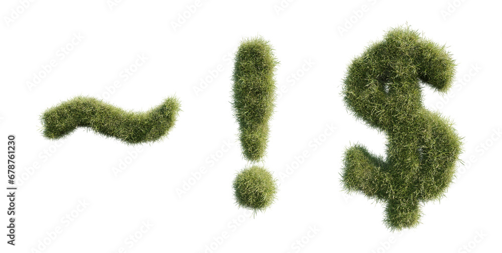 grass alphabet on white background grass alphabet on white background