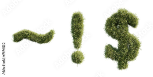 grass alphabet on white background