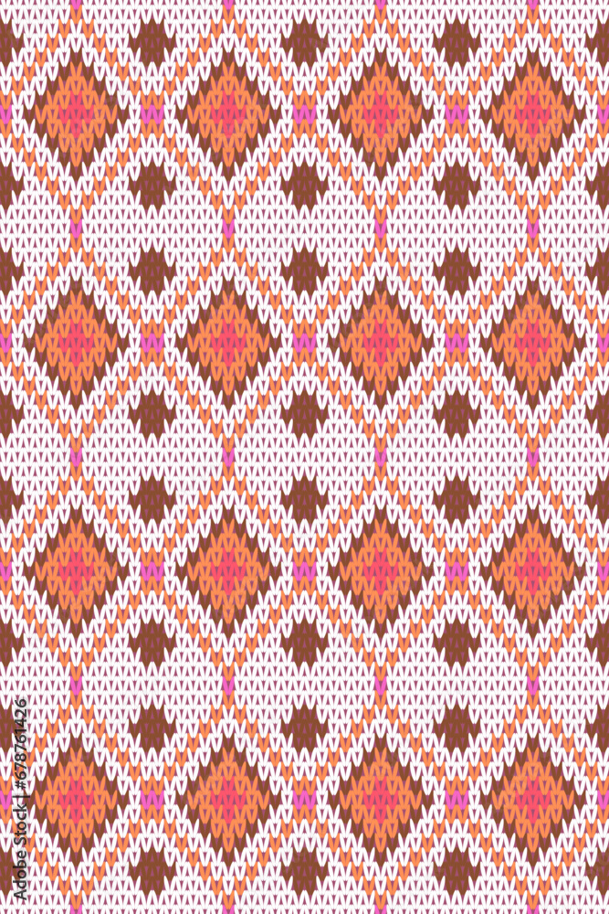 Seamless knitted fabric pattern. Pink, brown, white, yellow pattern. Vector illustration. Seamless knitted fabric pattern. Pink, brown, white, yellow pattern. Vector illustration.