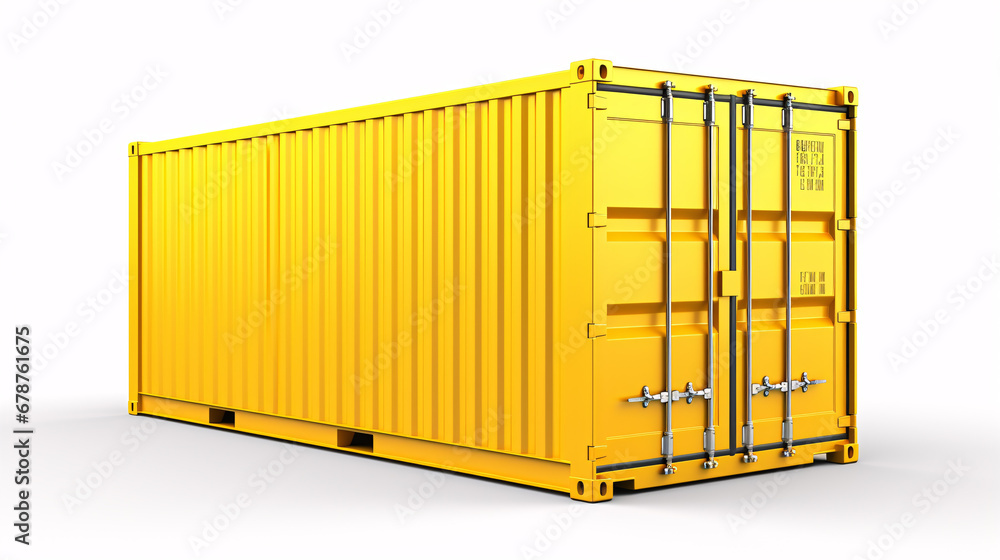 3D render of an isolated white-background cargo container being filled. 3D render of an isolated white-background cargo container being filled.