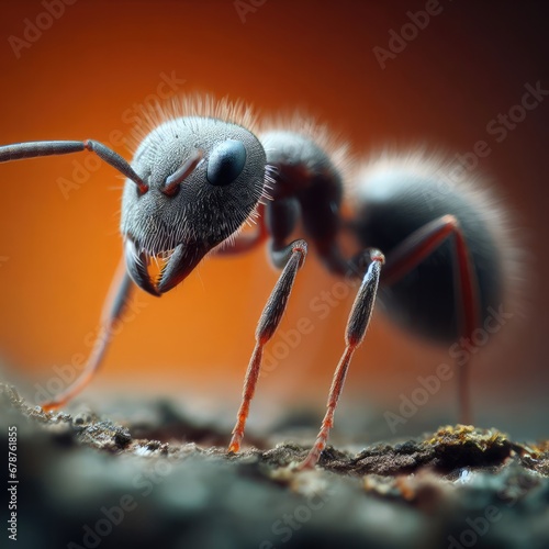 Ant on a leaf macro insect background