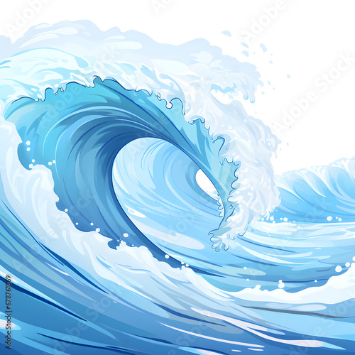 Giant crashing blue ocean wave. Summer surfing banner.