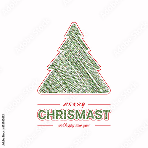 Merry Christmas and Happy New Year with a tree Christmas with a white background 