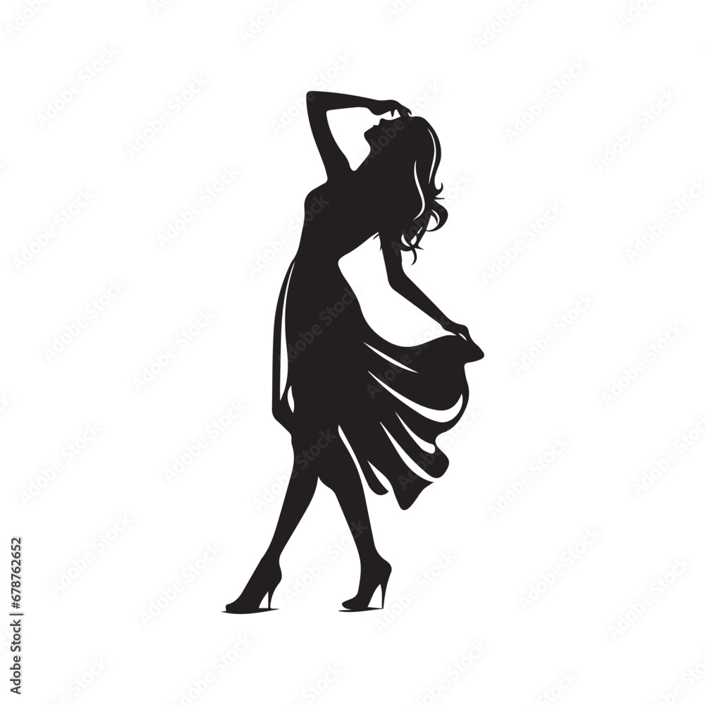 Stylish and Chic Female Silhouette Illustration, Perfect for Conveying the Latest Trends in Women's Clothing Across Diverse Design Platforms.