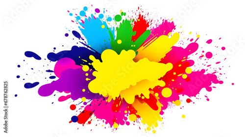 colorful rainbow holi paint color powder explosion, splash isolated on white background - Generative AI © thilina