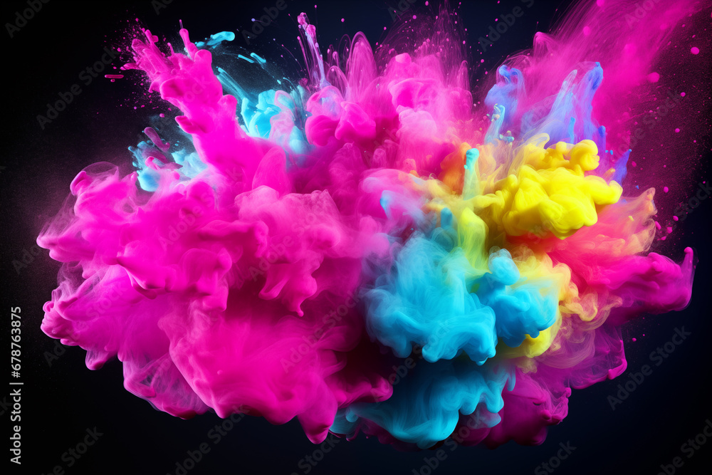 Explosion of colored powder isolated on black background. Abstract color background. Illustration Explosion of colored powder isolated on black background. Abstract color background. Illustration