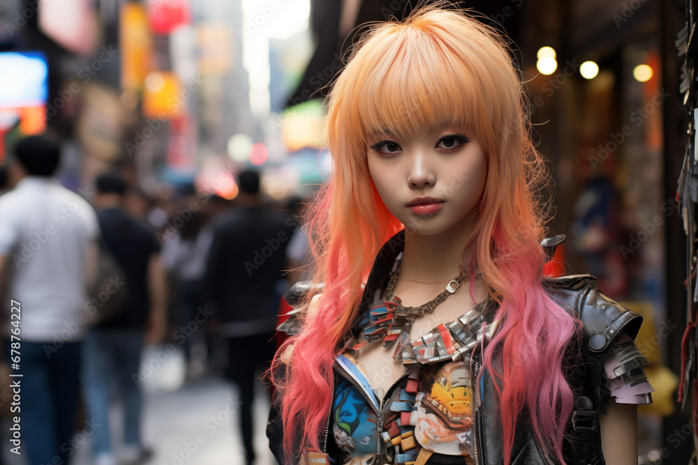 Young Japanese girl individual dressed in cosplay Standing in Shibuya Tokyo. Japan
