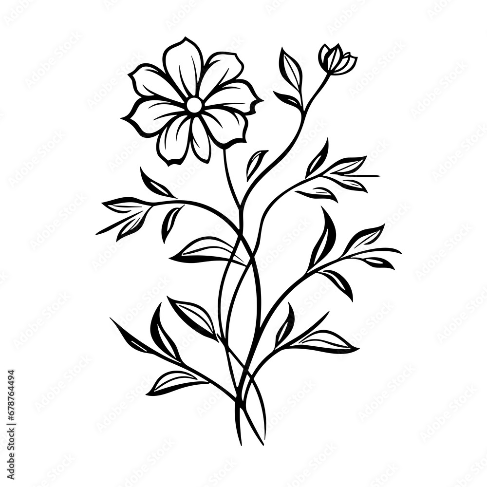 line drawing, line art png, line art prints, spring clipart, line art rose, rose clipart, floral svg, flower png, wildflower svg, flower clipart, bouquet svg, tattoo svg, line art, svg files, svg file