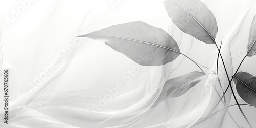 Abstract gentle natural transparent leaves  branches  flowers  with a cyber silverpoint impression. Great as wallpaper  background. Generative AI  AI