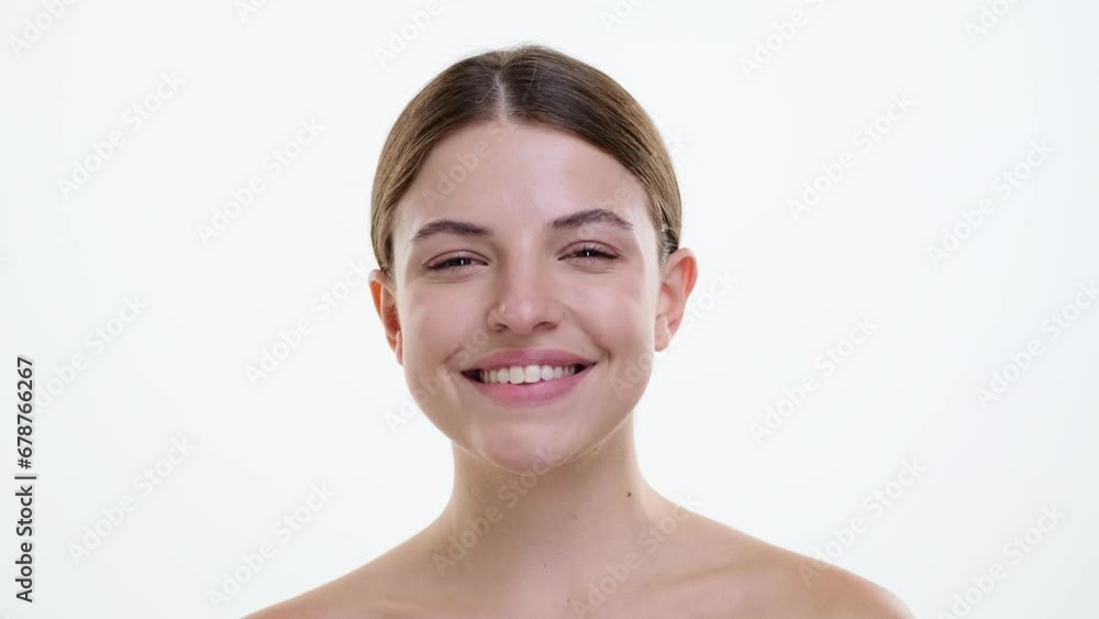 Compelling image of a woman who meets the viewer gaze with confidence. Against a pure white background, eyes express a myriad of emotions, creating a powerful connection. Compelling image of a woman who meets the viewer gaze with confidence. Against a pure white background, eyes express a myriad of emotions, creating a powerful connection.