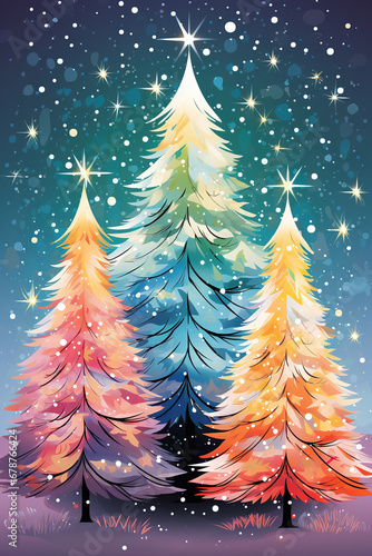 Pastel Christmas Tree Illustration