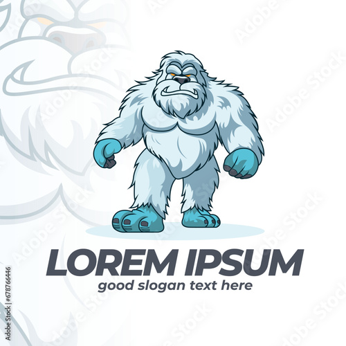 Yeti esport mascot logo design, Yeti mythology face illustration logo design, ice man illustration