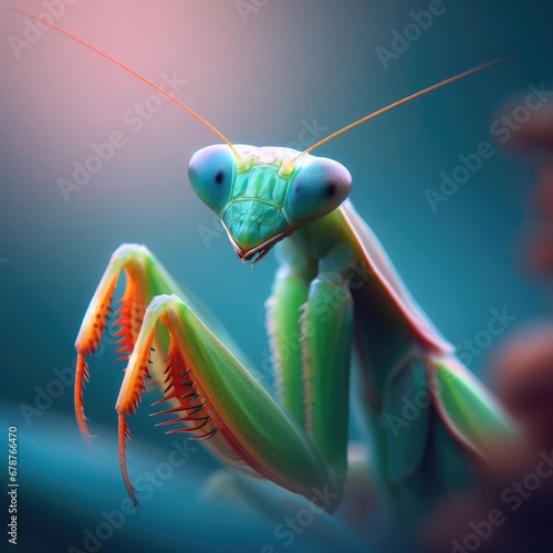 praying mantis   on a ground macro insect background © Садыг Сеид-заде