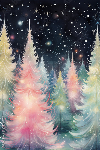 Pastel Christmas Tree Illustration
