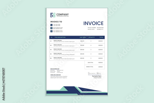 Unique professional corporate business invoice template