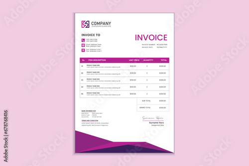 Unique professional corporate business invoice template