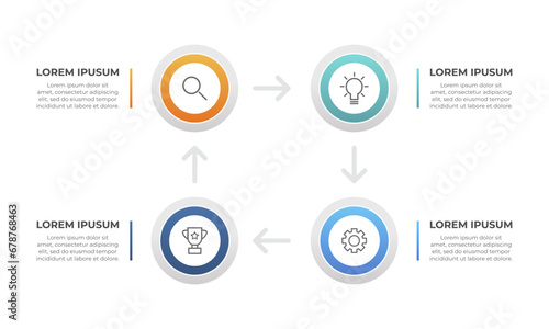 Infographic design template with icons and 4 options or steps. Timeline infographic.