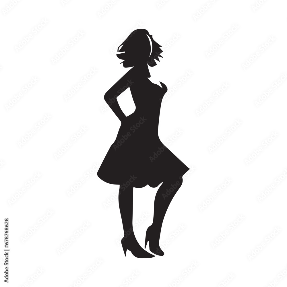 Sensual Woman Body Silhouette in Graceful Pose, Celebrating the Beauty of Feminine Form for Captivating Design Projects and Artistic Creations.
