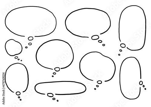 シンプルな吹き出しセット　手描き