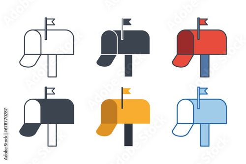 Mailbox icon collection with different styles. mail box postal icon symbol vector illustration isolated on white background