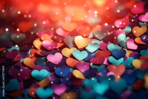 Abstract background with colorful hearts for Valentine's Day